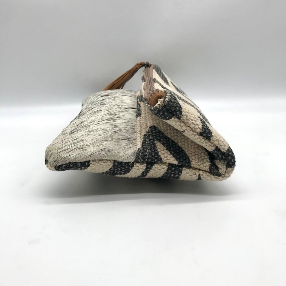 Bhrayna Zebra Design Fold Over Cotton & Leather Clutch - Picture 3 of 10